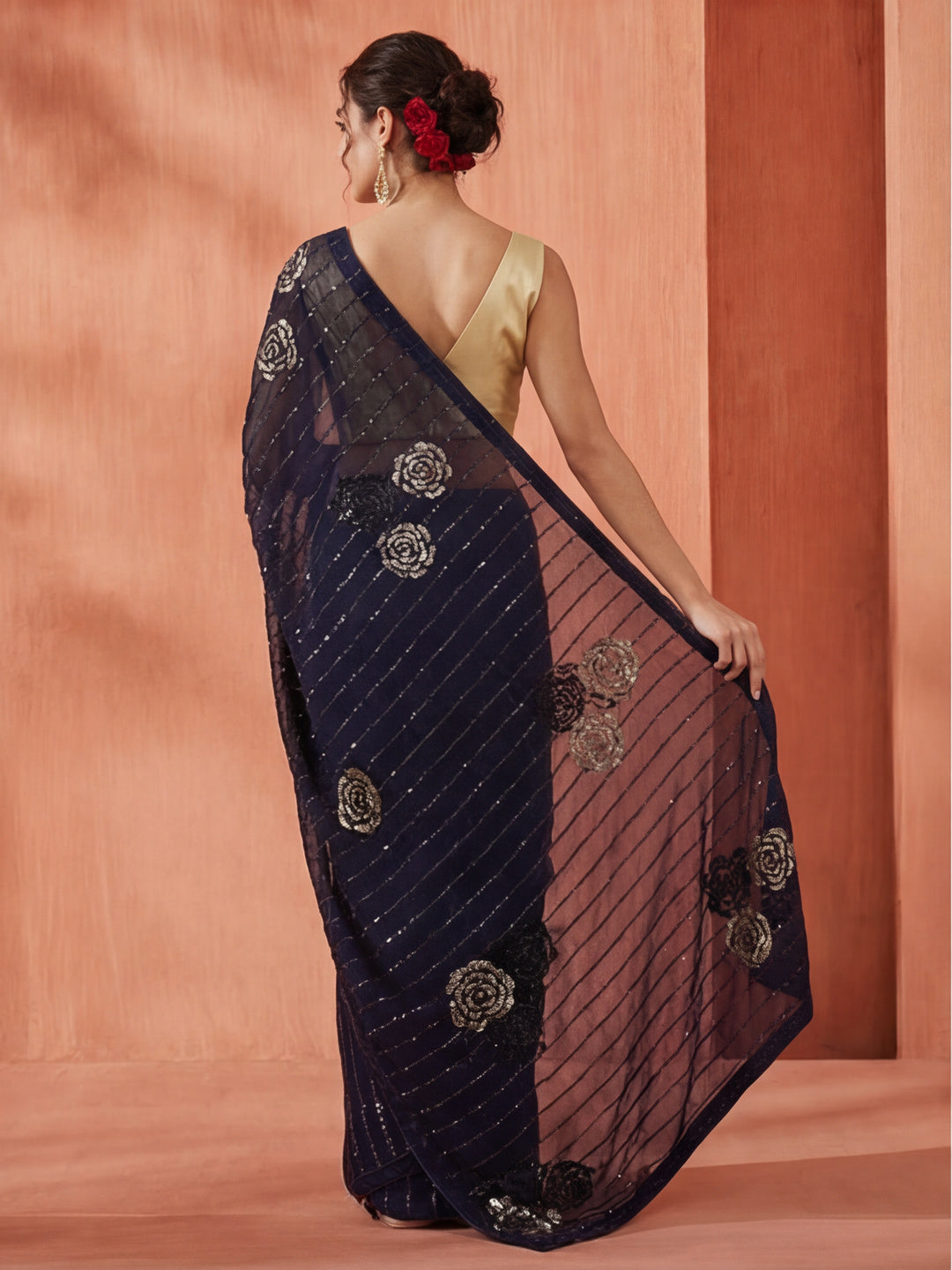 Sequin Embellished Georgette Heavy Saree