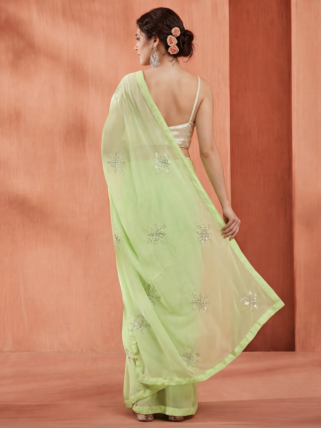 Pure Georgette Sequin Work Saree