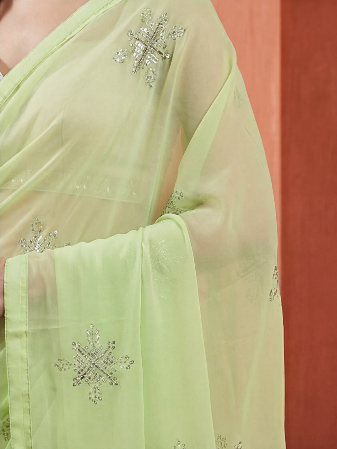 Pure Georgette Sequin Work Saree