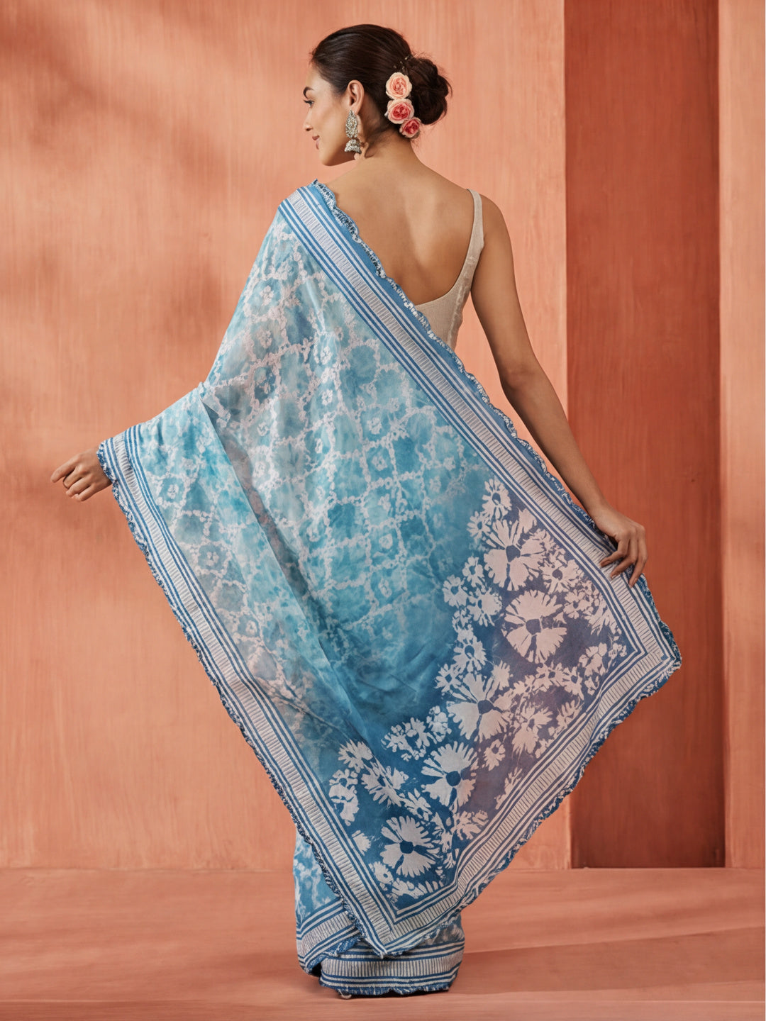 Mirror Work Pure Georgette Tie Dye Saree
