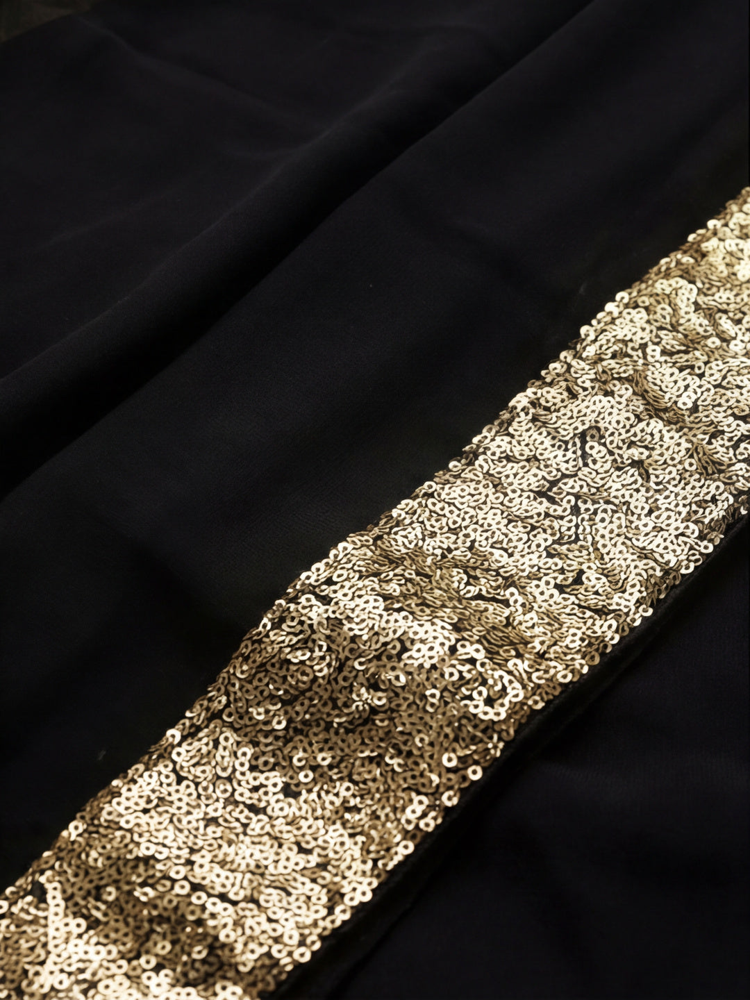 Sequin Embroidered Georgette Party Wear Black Saree