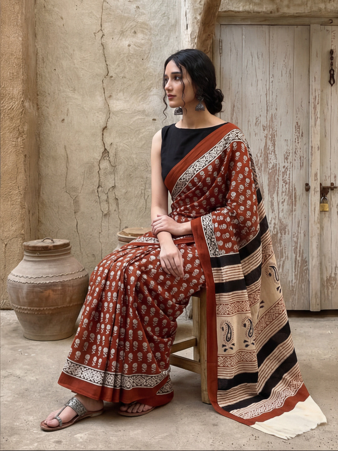 Mulmul Cotton Floral Printed Saree