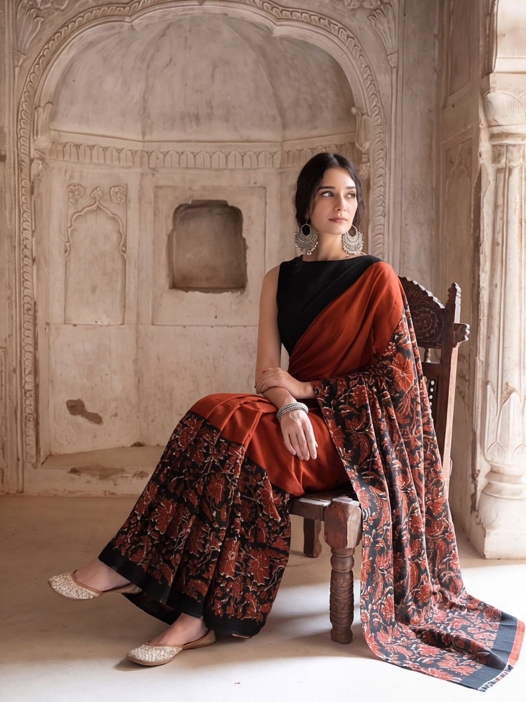 Floral Printed Pure Cotton Saree With Unstitched Blouse