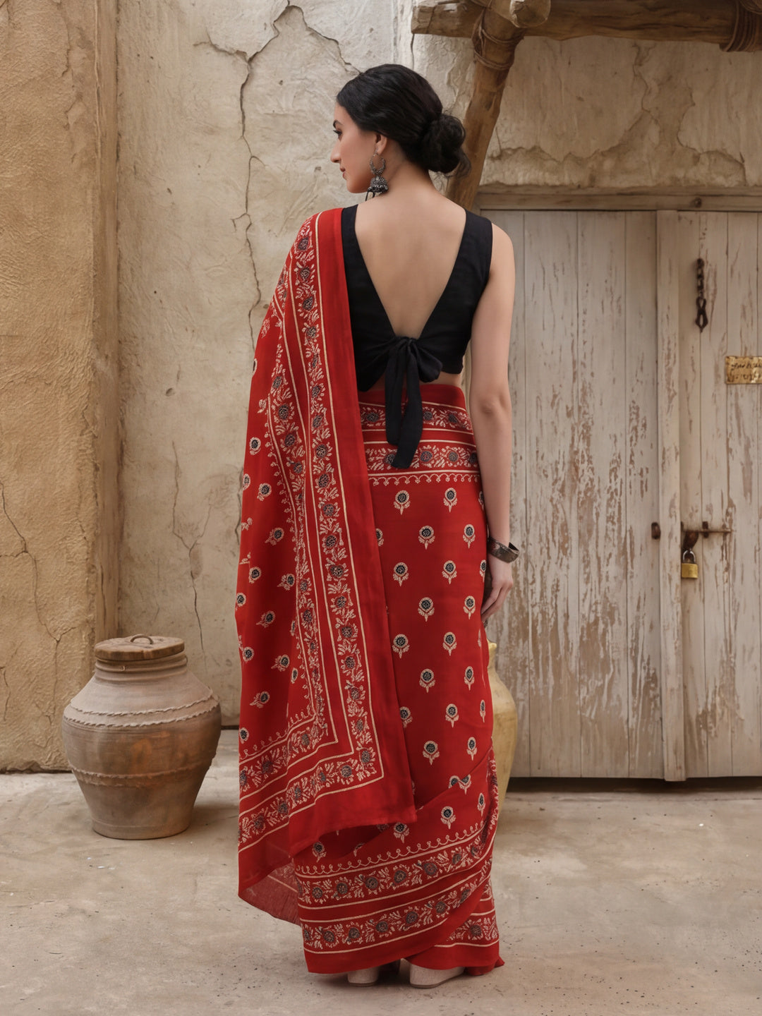 Ready To Wear Mulmul Cotton Floral Printed Saree with Unstiched Blouse