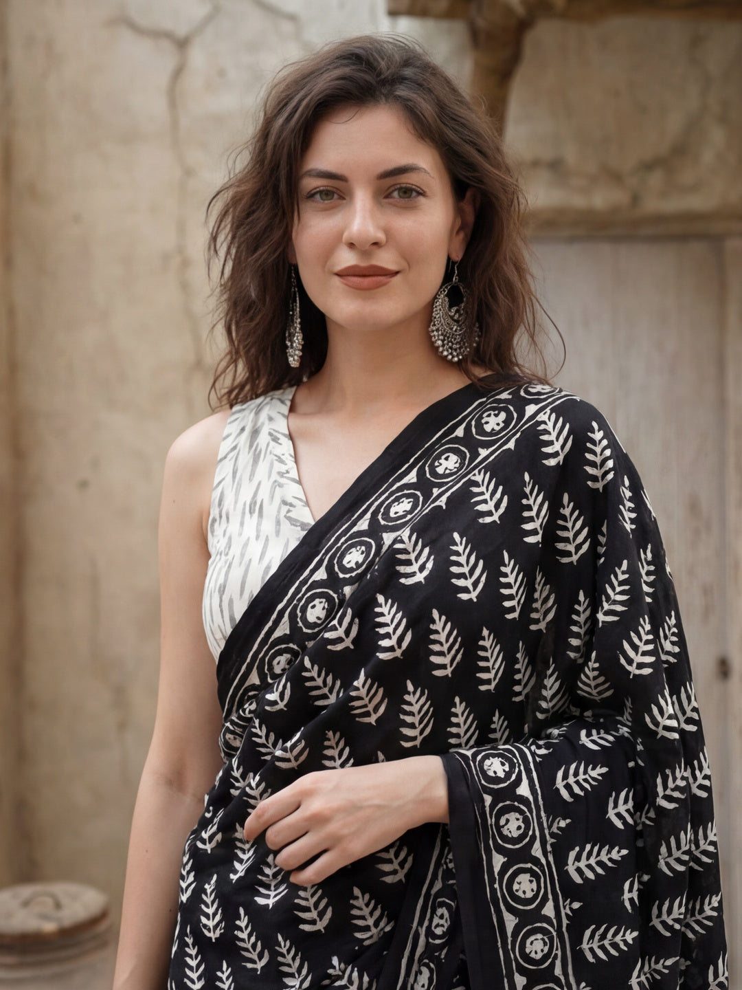 Floral Printed Pure Cotton Saree With Unstitched Blouse