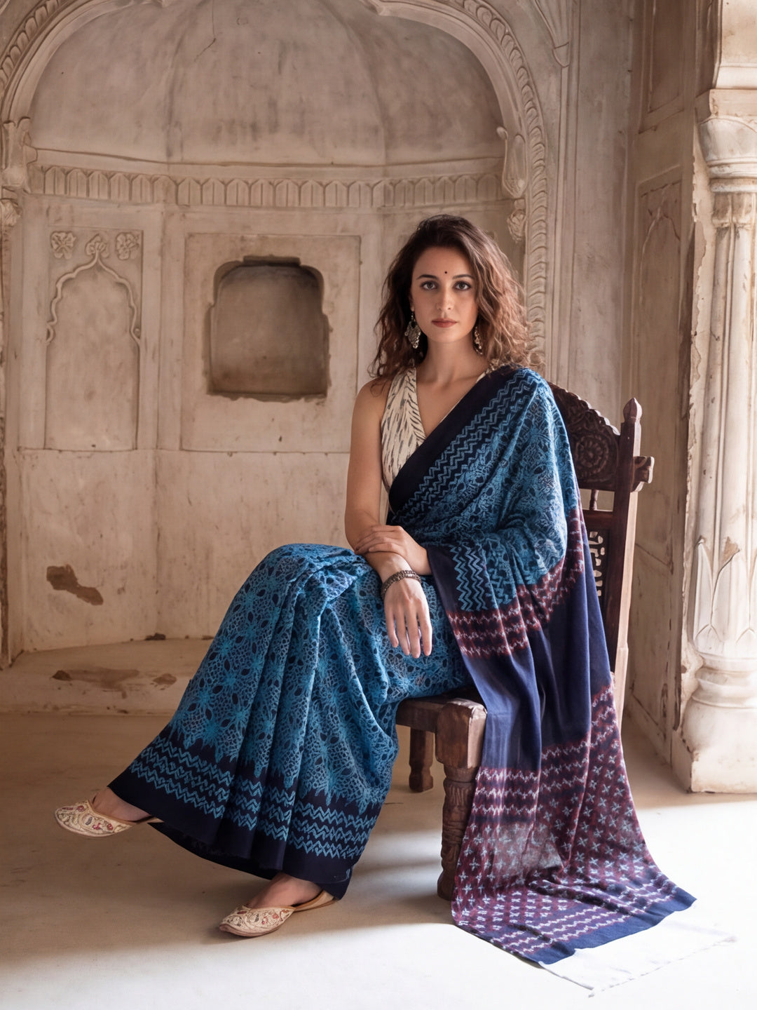Floral Printed Pure Cotton Saree With Unstitched Blouse