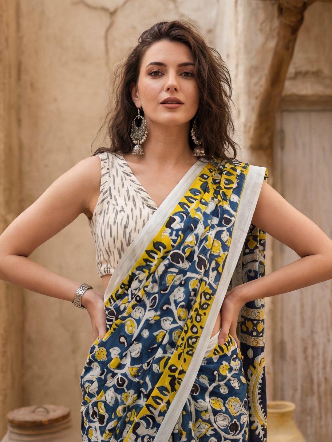 Floral printed Pure Cotton Saree With Unstitched Blouse
