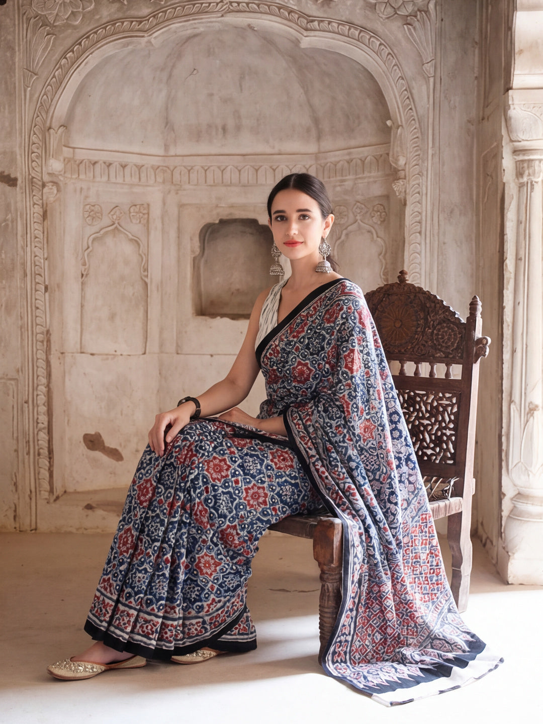 Floral Printed Pure Cotton Saree With Unstitched Blouse