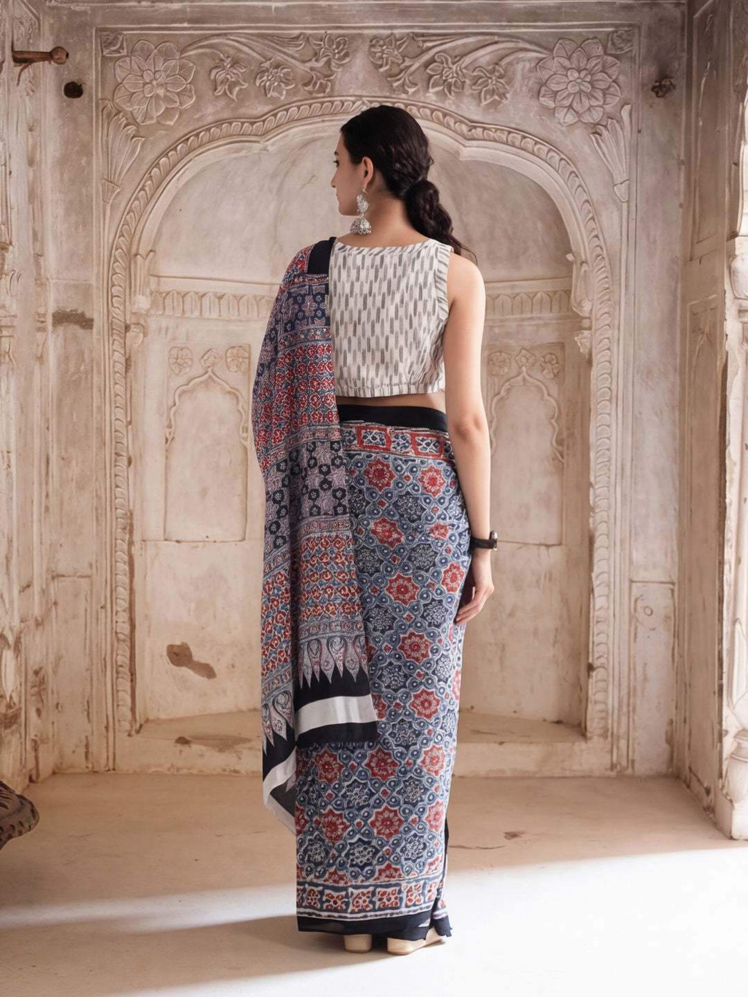 Floral Printed Pure Cotton Saree With Unstitched Blouse
