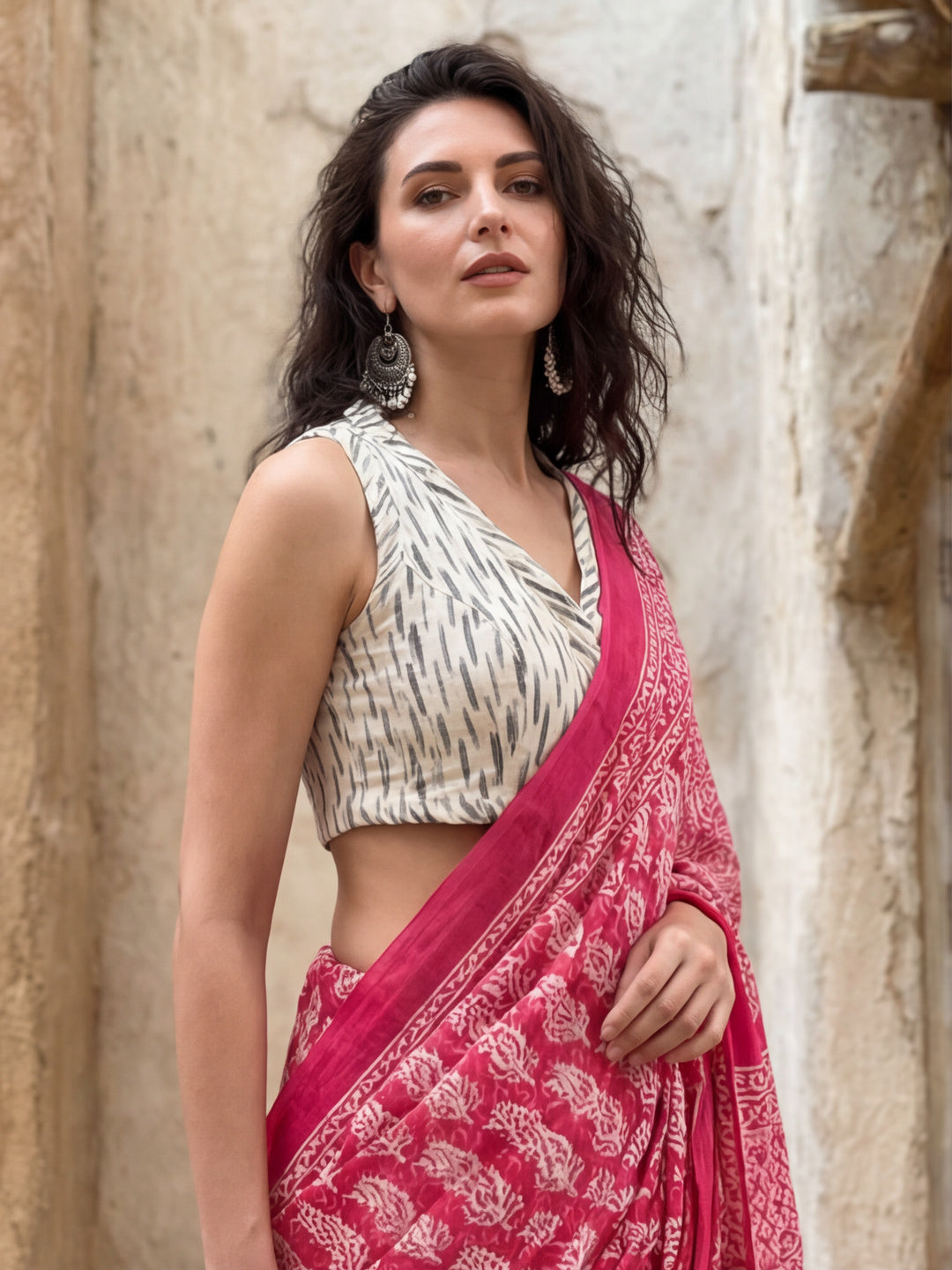 Floral Printed Pure Cotton Saree With Unstitched Blouse