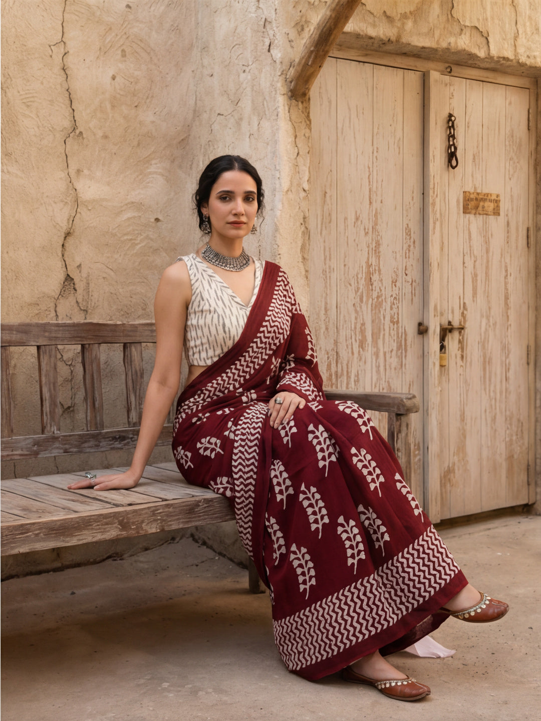 Ready To Wear Mulmul Cotton Floral Printed Saree with Unstiched Blouse