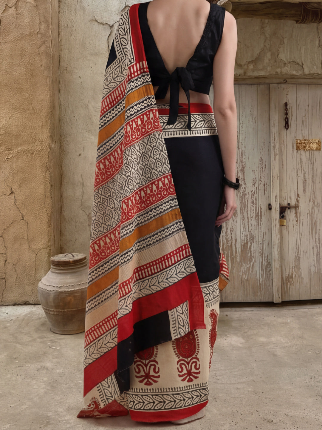 Floral Printed Pure Cotton Saree With Unstitched Blouse