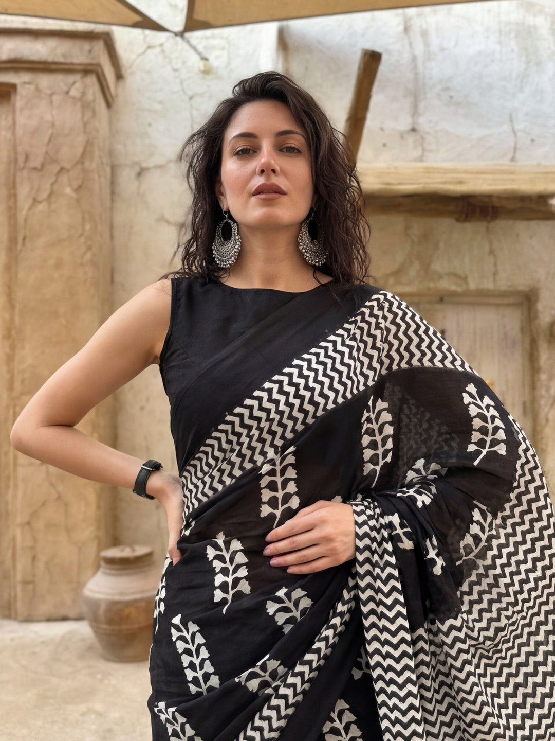 Floral Printed Pure Cotton Saree With Unstitched Blouse