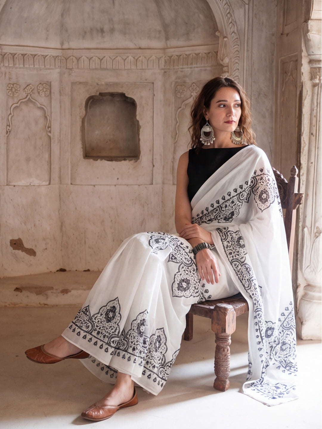 Floral Printed Pure Cotton Saree With Unstitched Blouse