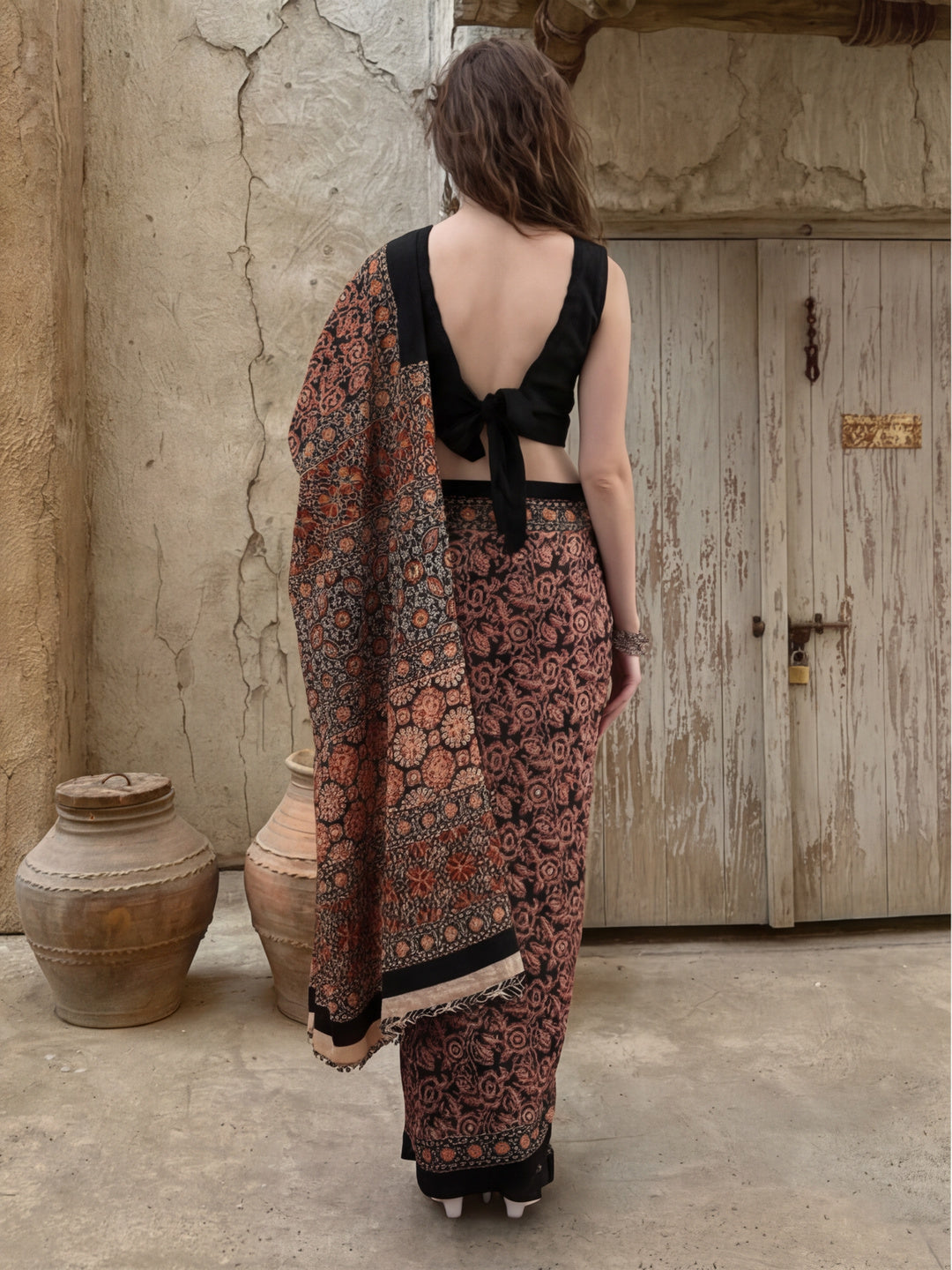 Floral Printed Pure Cotton Saree With Unstitched Blouse