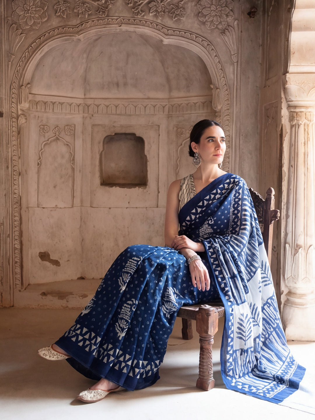 Floral Printed Pure Cotton Saree With Unstitched Blouse