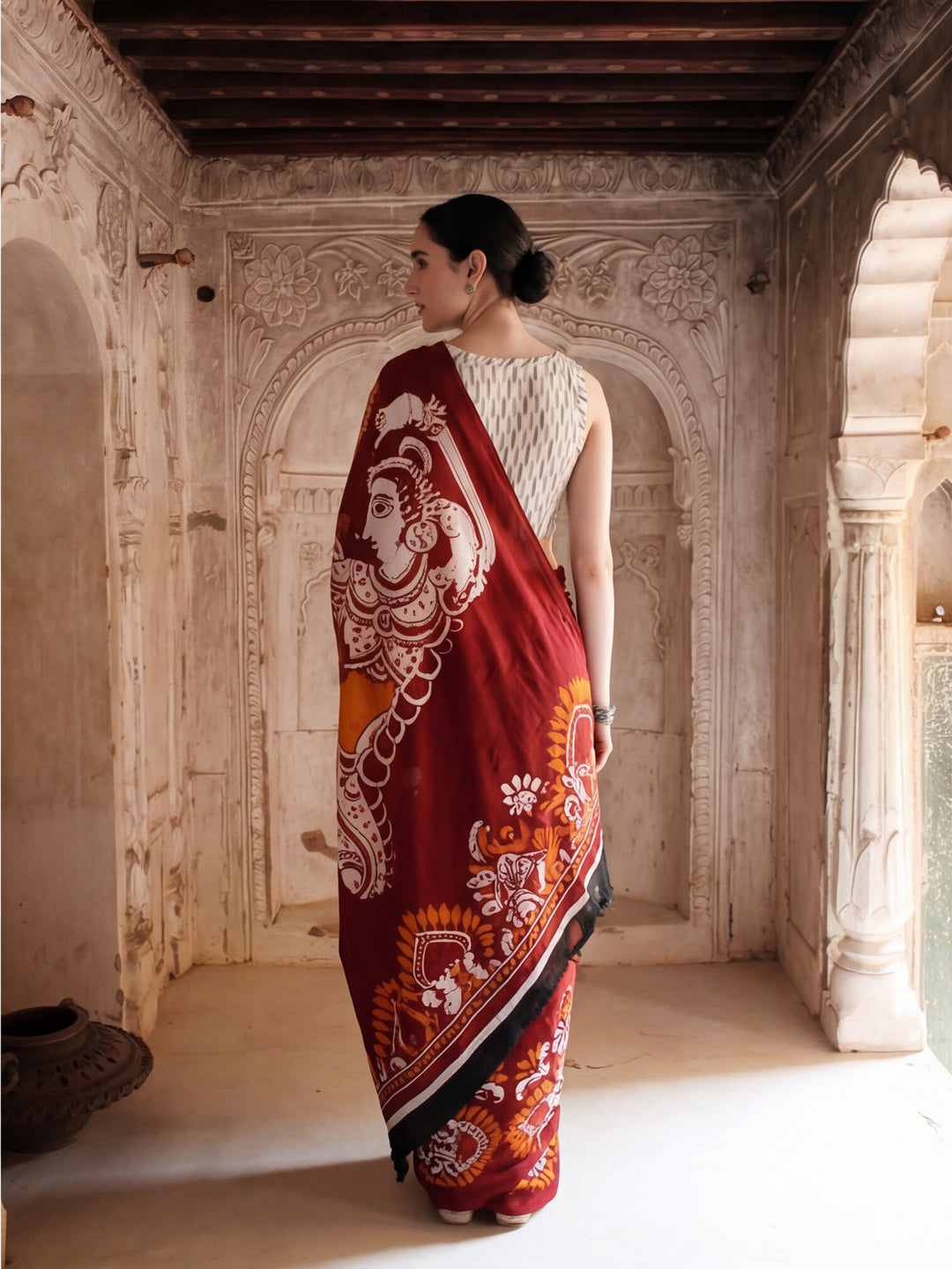 Floral Printed Pure Cotton Saree With Unstitched Blouse
