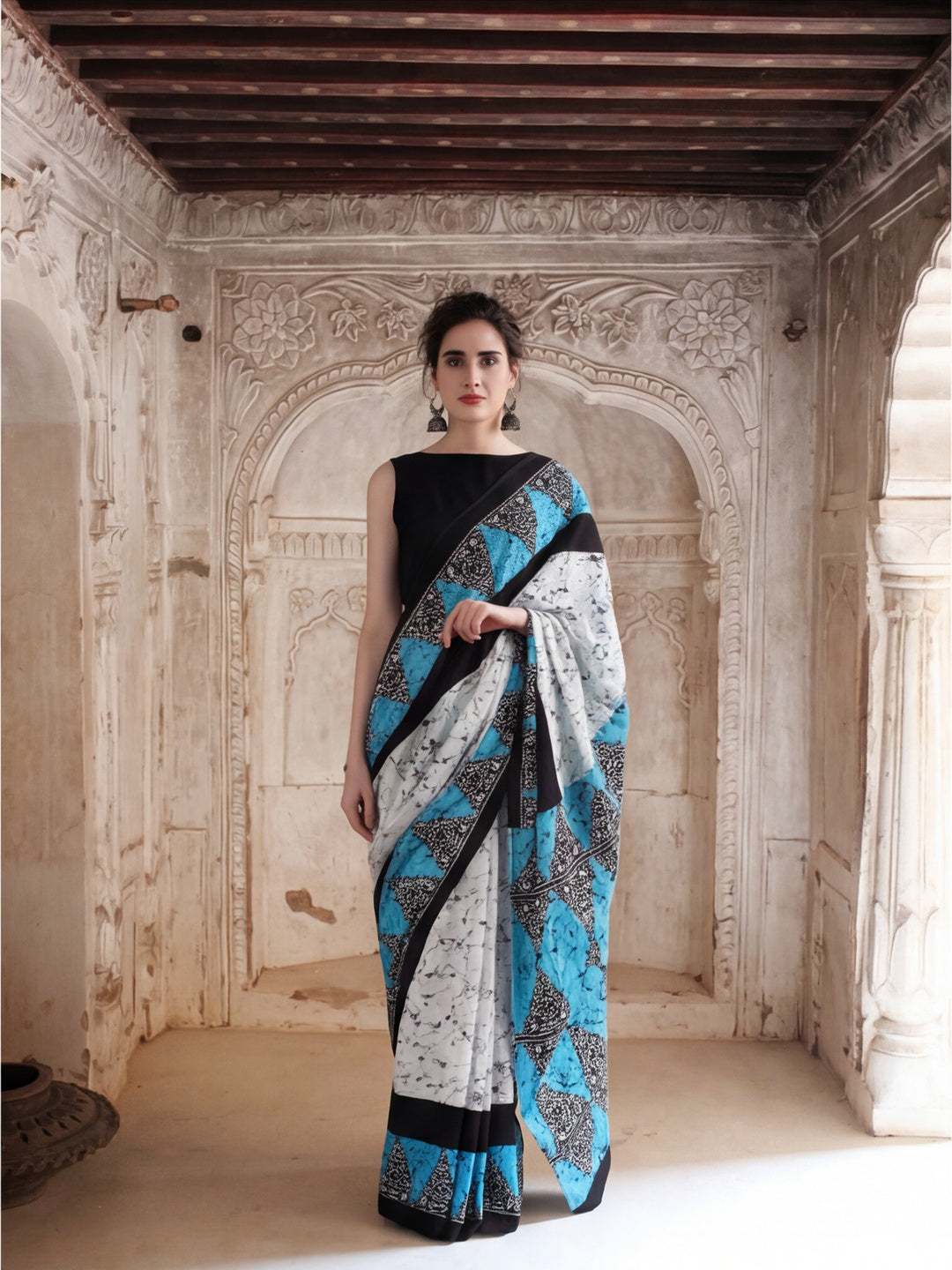 Floral Printed Pure Cotton Saree With Unstitched Blouse