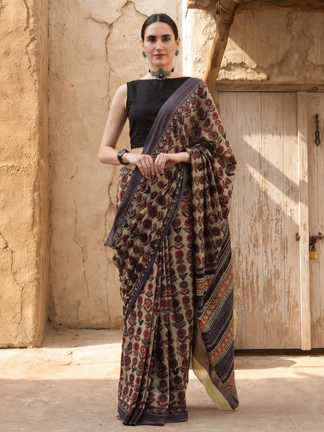 Mulmul Cotton Floral Printed Saree