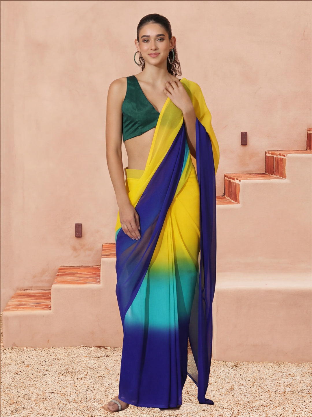 Ready to Wear Ombre Georgette Saree with Unstiched Blouse