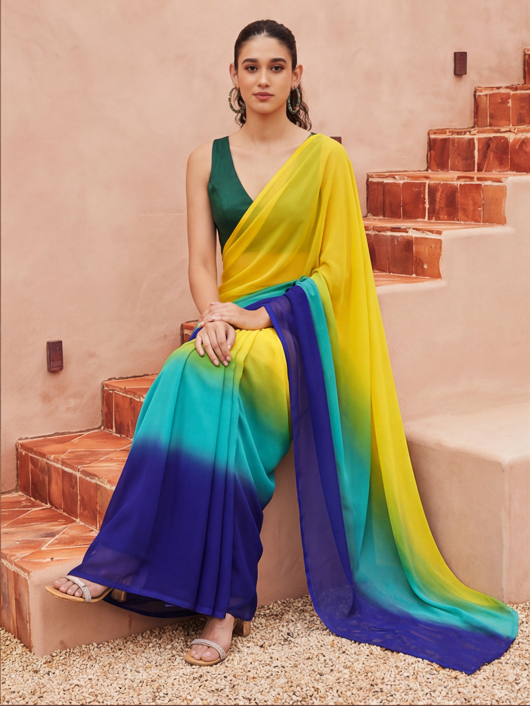 Ready to Wear Ombre Georgette Saree with Unstiched Blouse