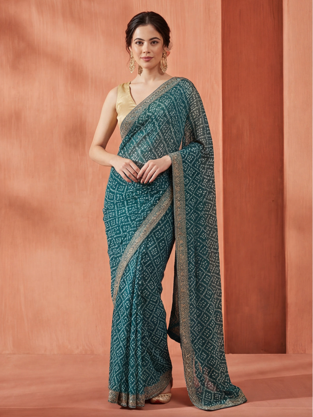 Embellished Pure Georgette Bandhani Saree