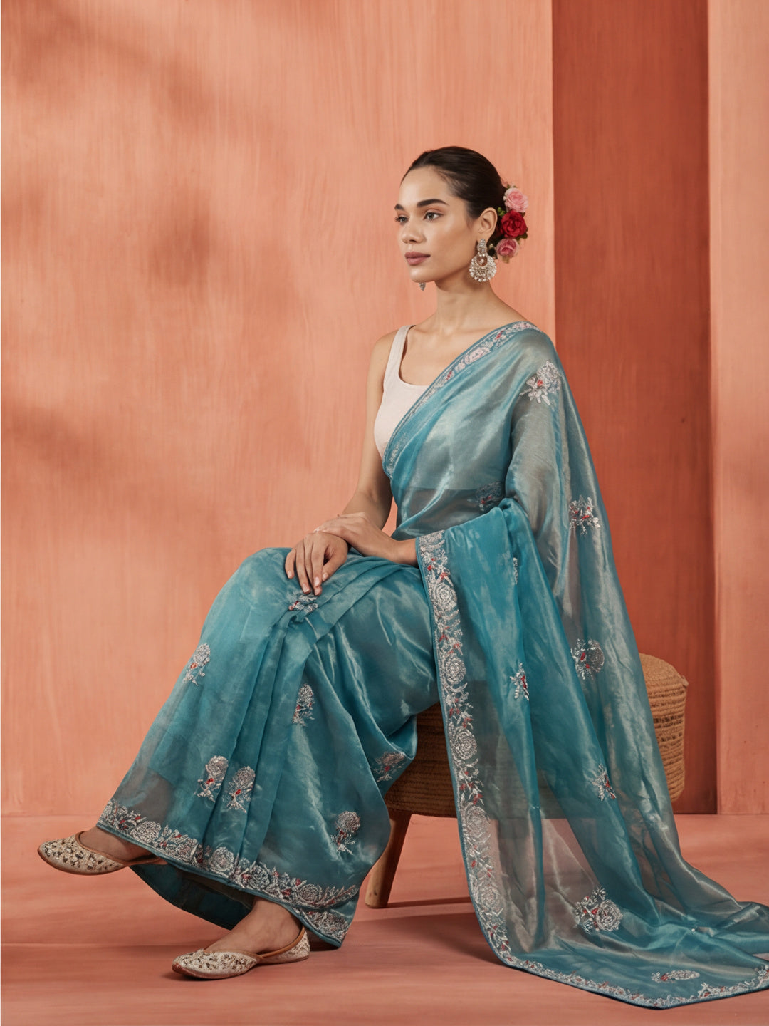 Golden Net Party Wear Sequin Work Saree