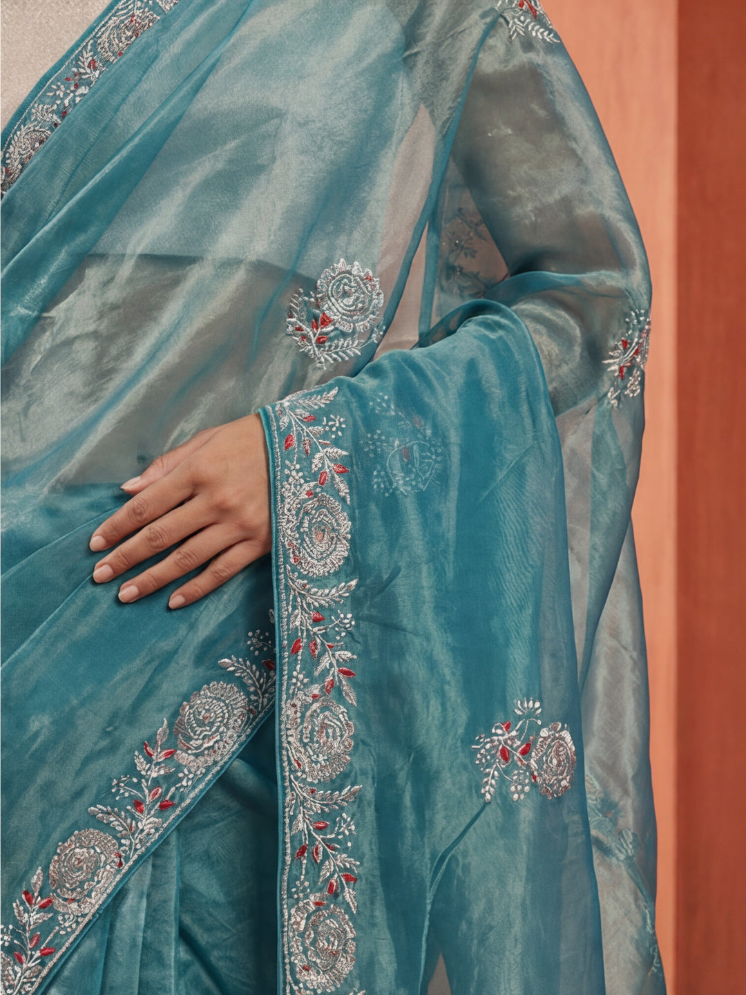 Golden Net Party Wear Sequin Work Saree