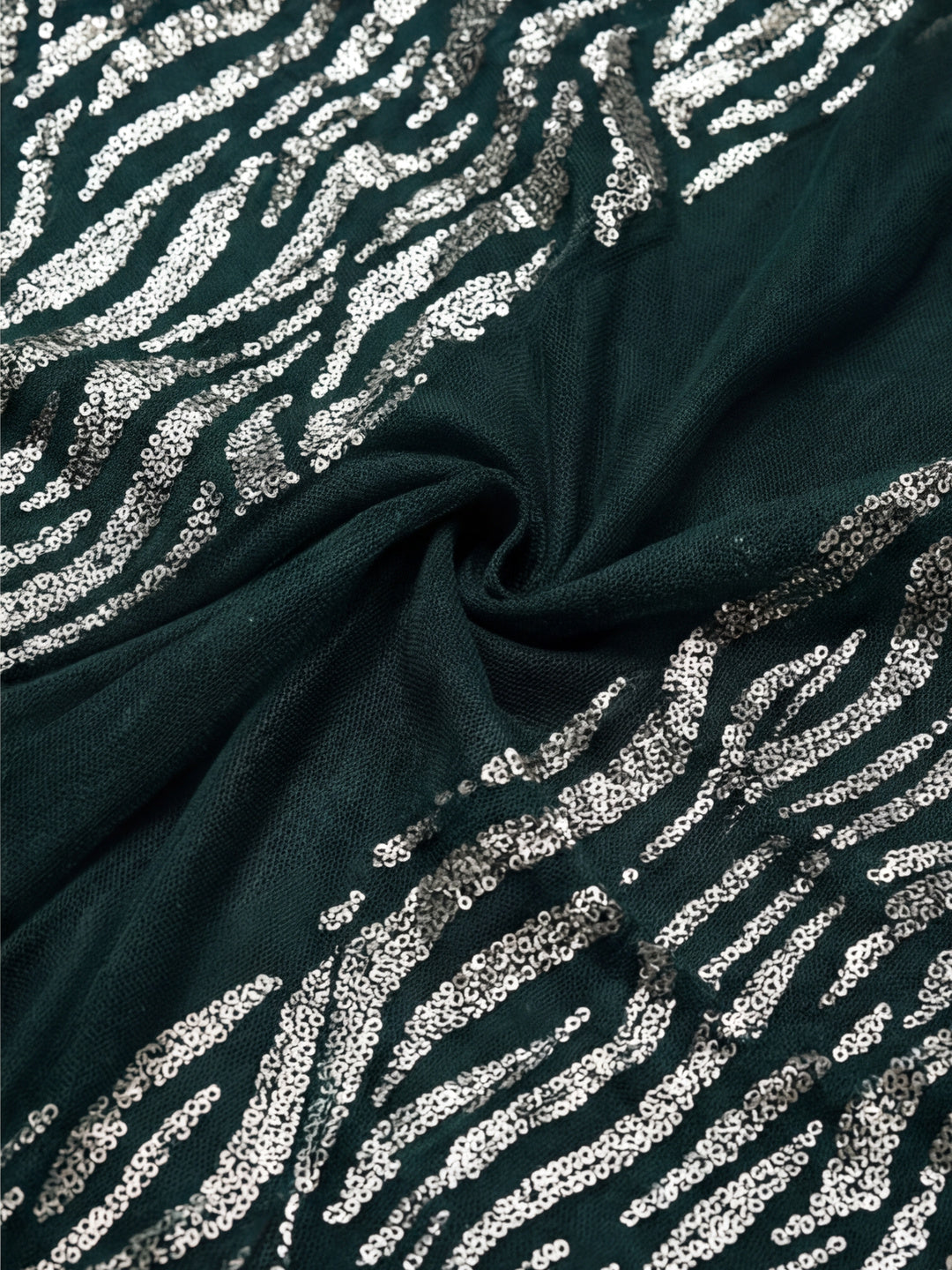 Pure Georgette Sequins Party Wear Dark Green Saree