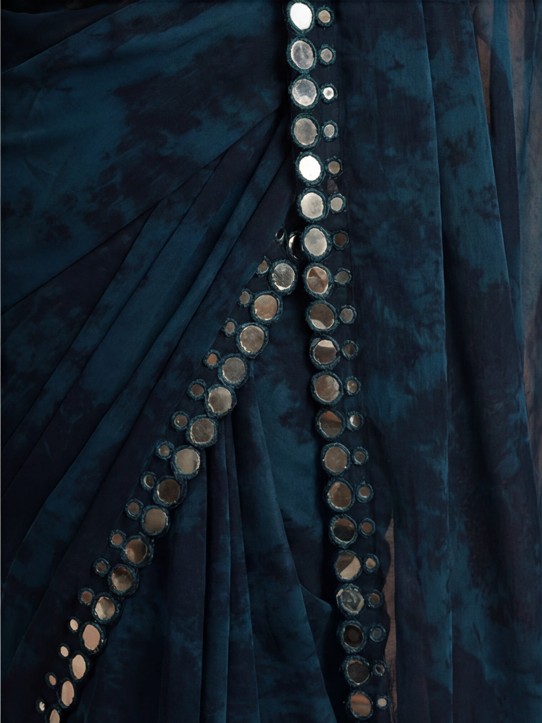 Pure Georgette Patola Mirror Teal Tie-Dye Saree