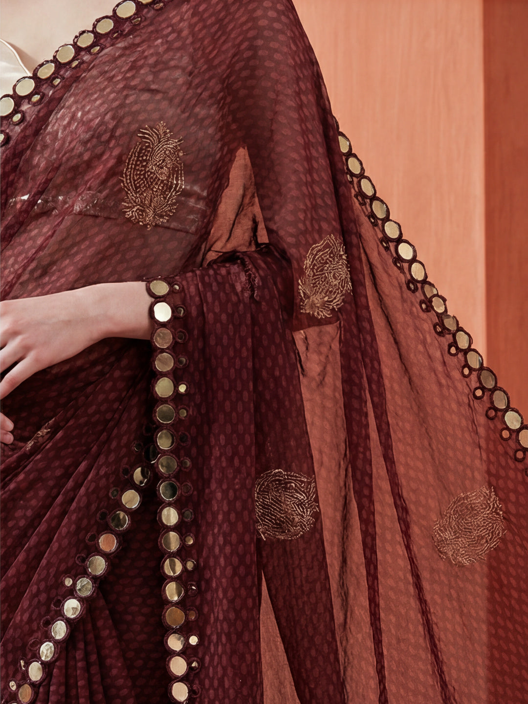 Pure Georgette Patola Mirror Foil Printed Violet Saree