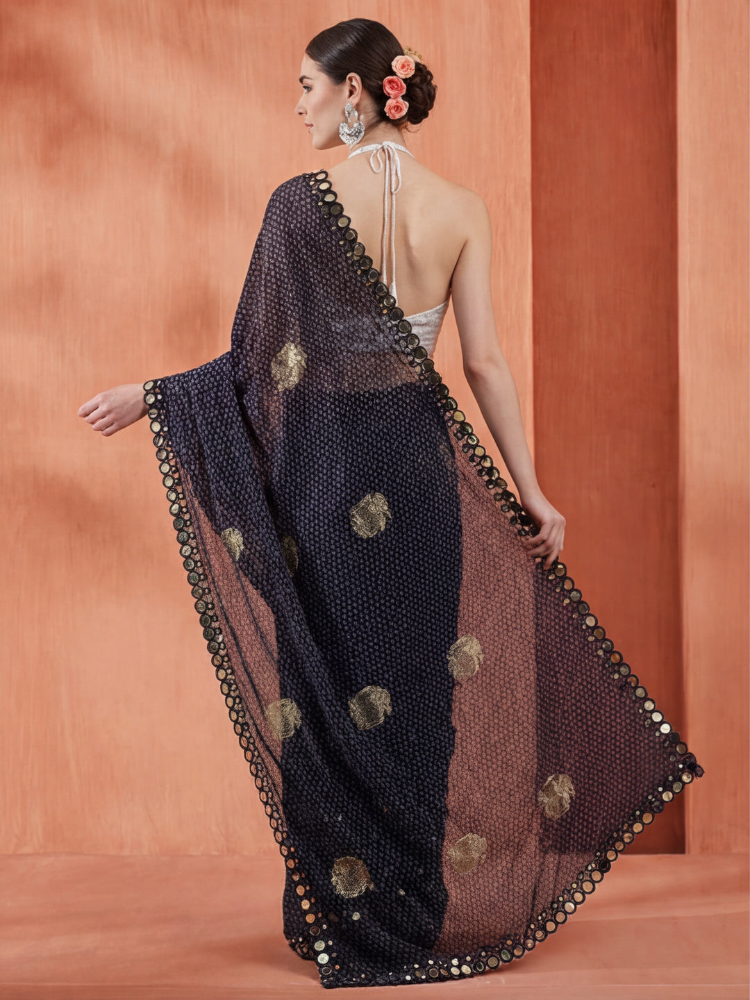 Pure Georgette Patola Mirror Foil Printed Saree