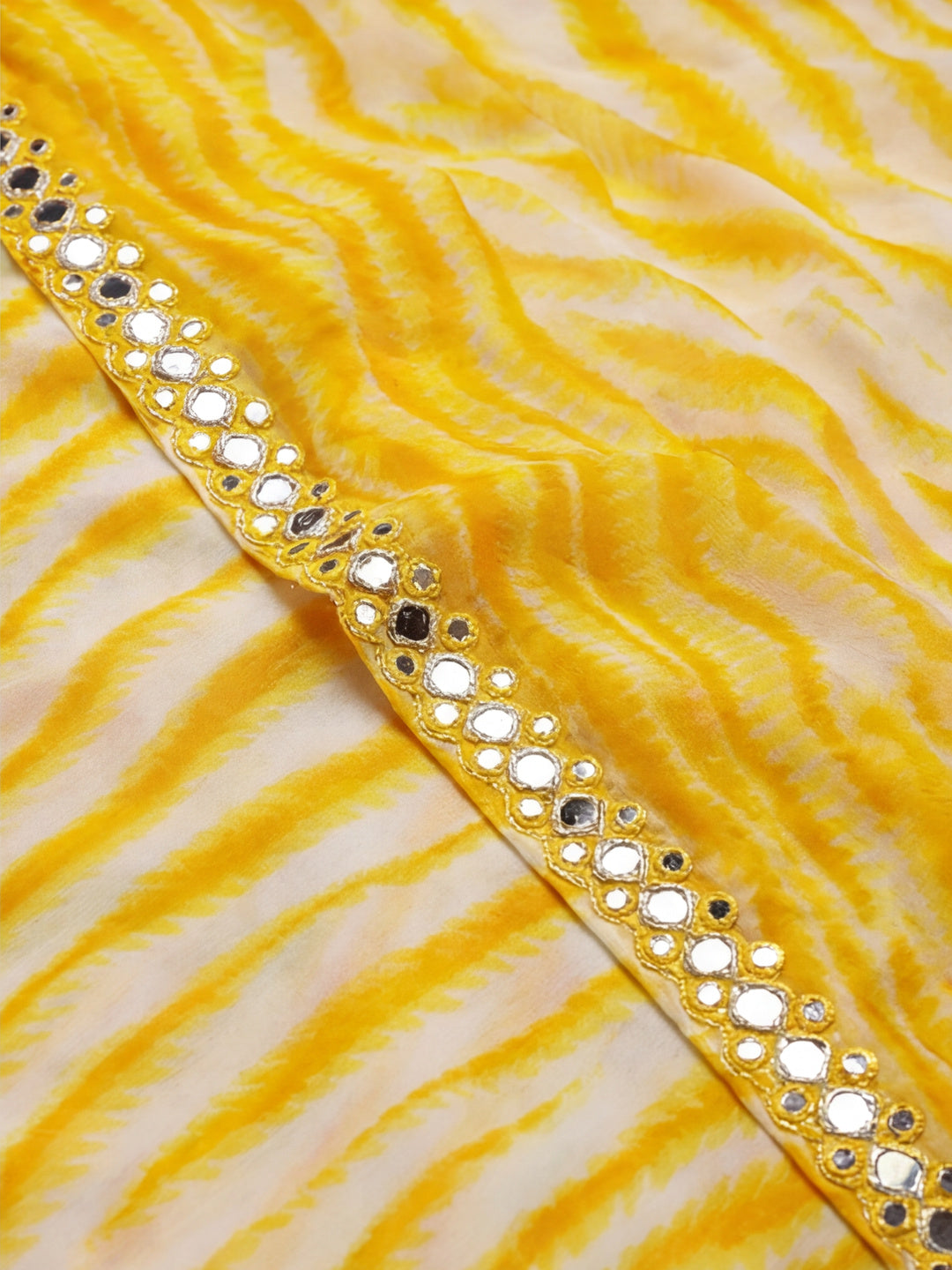 Pure Georgette Leheriya Mirror Work Saree