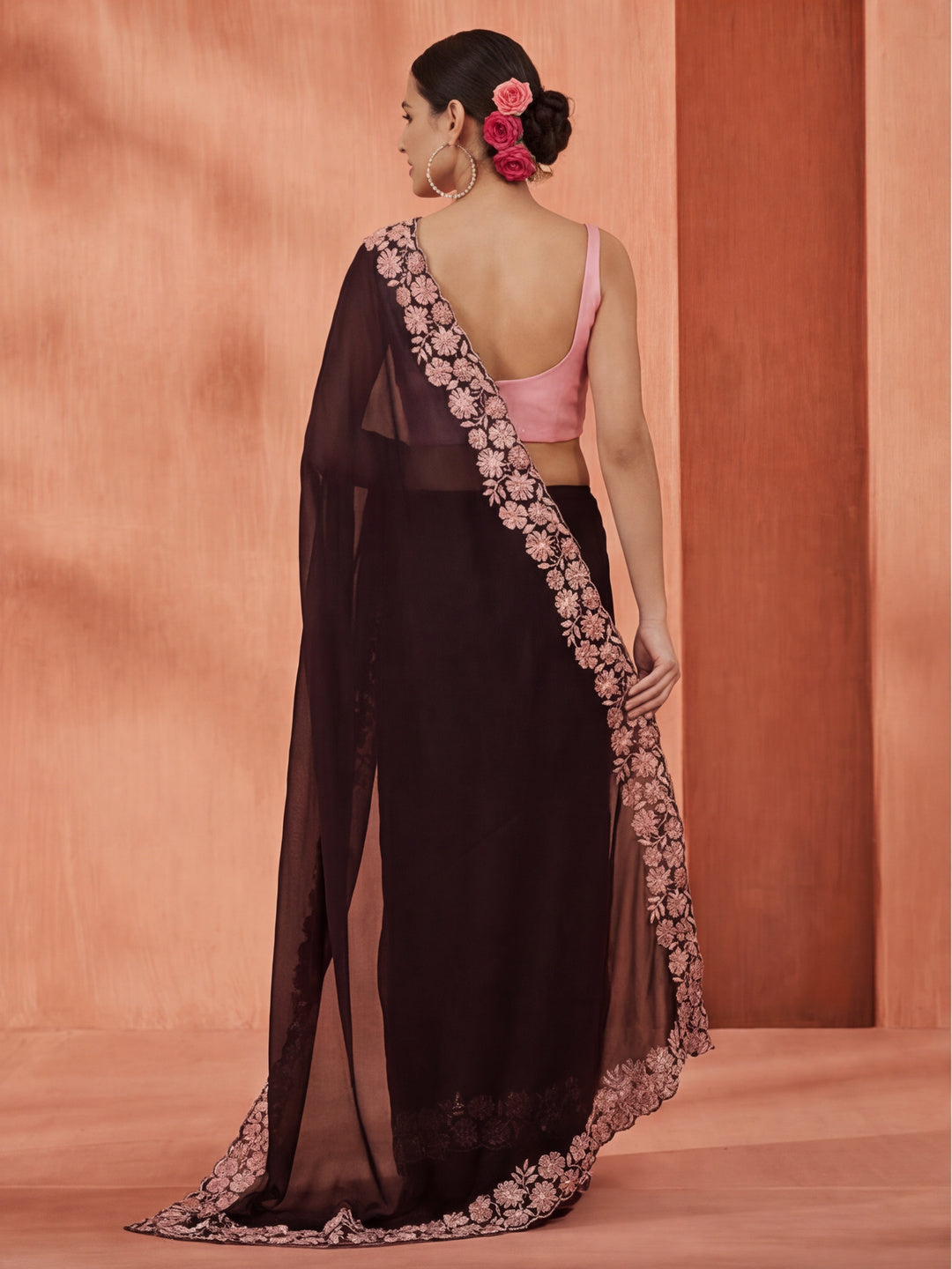 Pure Georgette Sequins Work Celebrity Style Saree