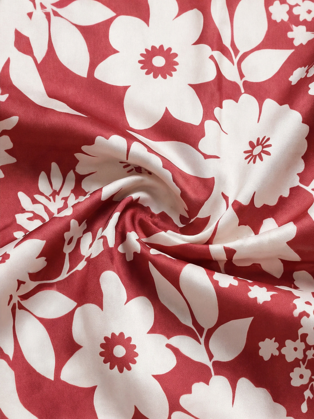 Maroon Floral Printed Japan Silk Saree