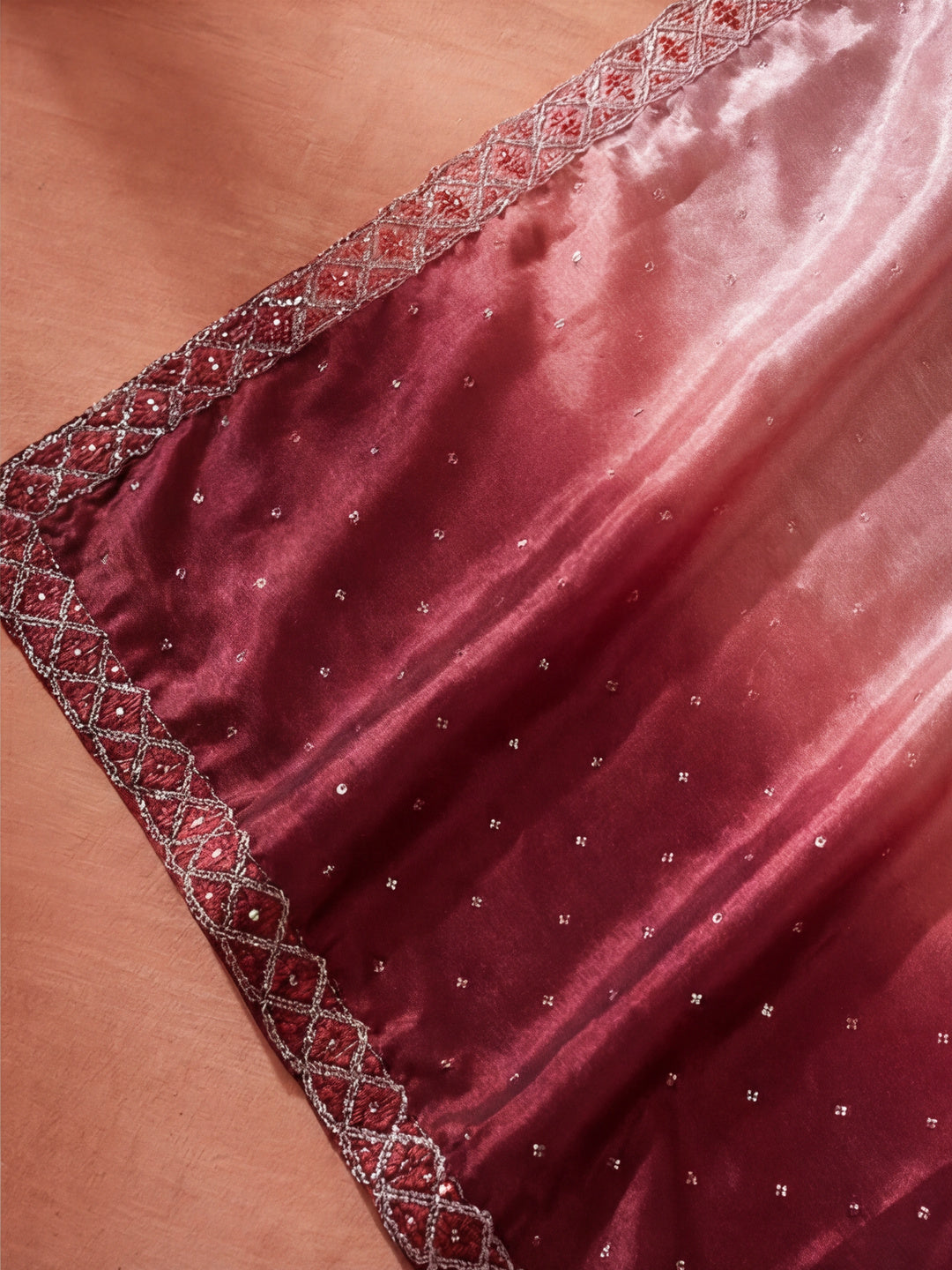 Satin Siroski Work Party Wear Pink Saree