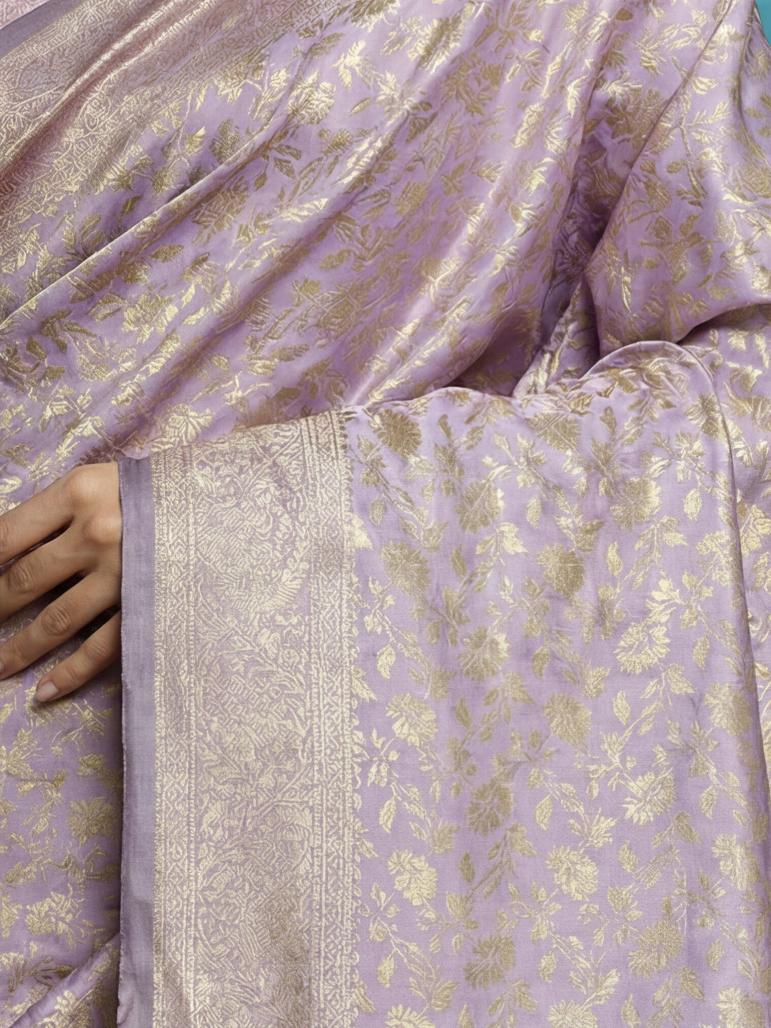 Lovely Light Violet Banarasi Silk Saree with Weaving Work
