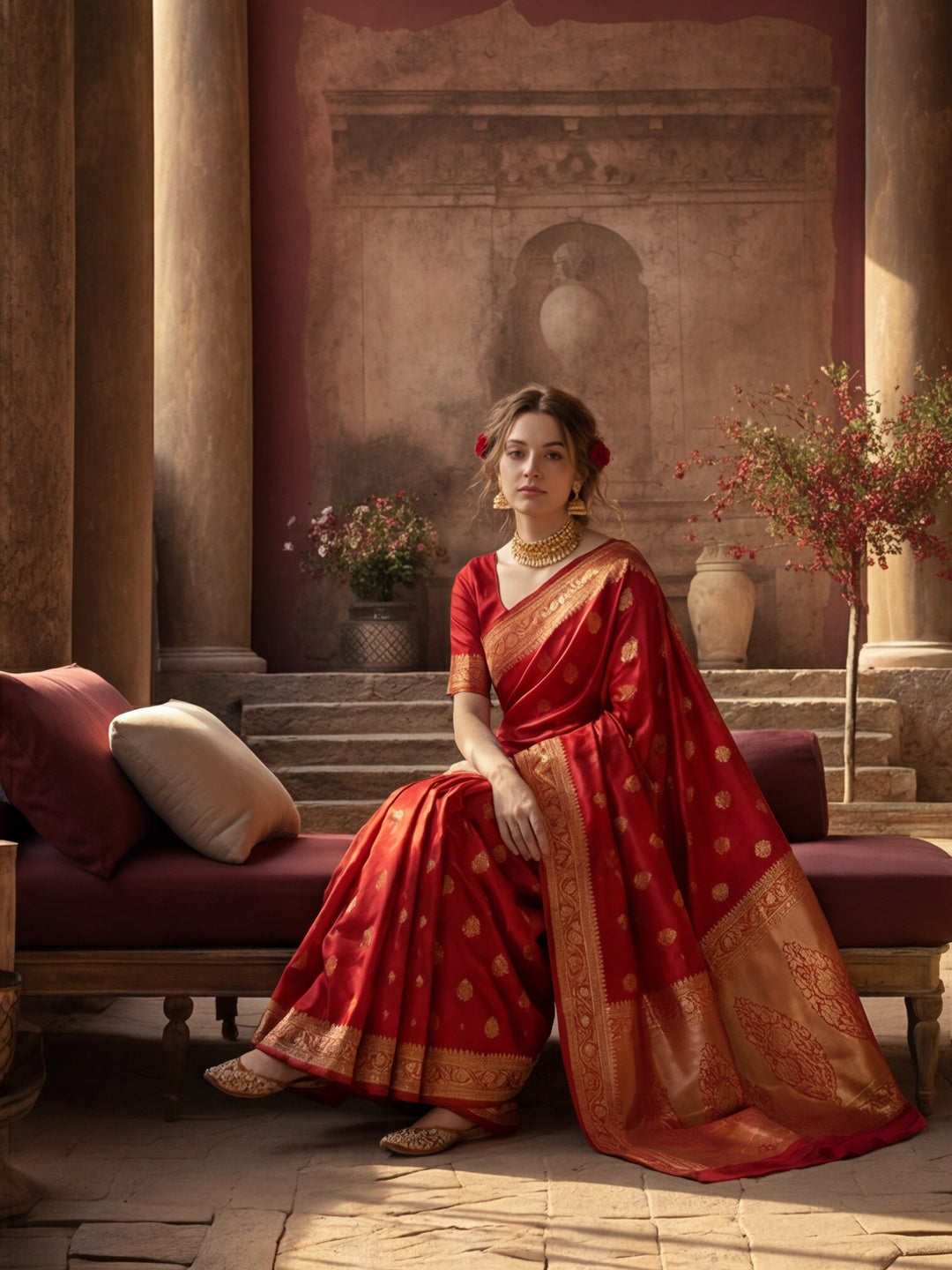 Heavy Banarasi Zari Woven Silk Blend Saree