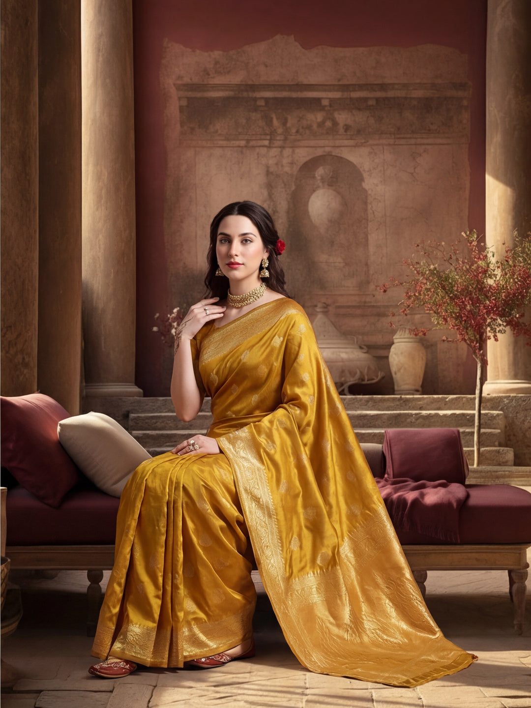 Heavy Banarasi Zari Woven Silk Blend Saree