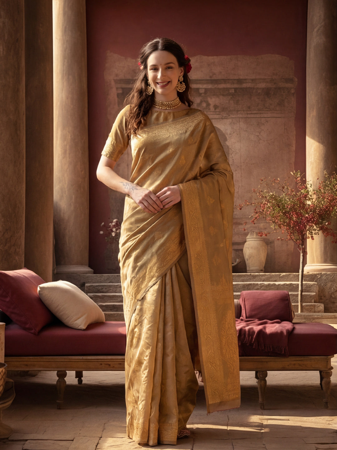 Heavy Banarasi Zari Woven Silk Blend Saree