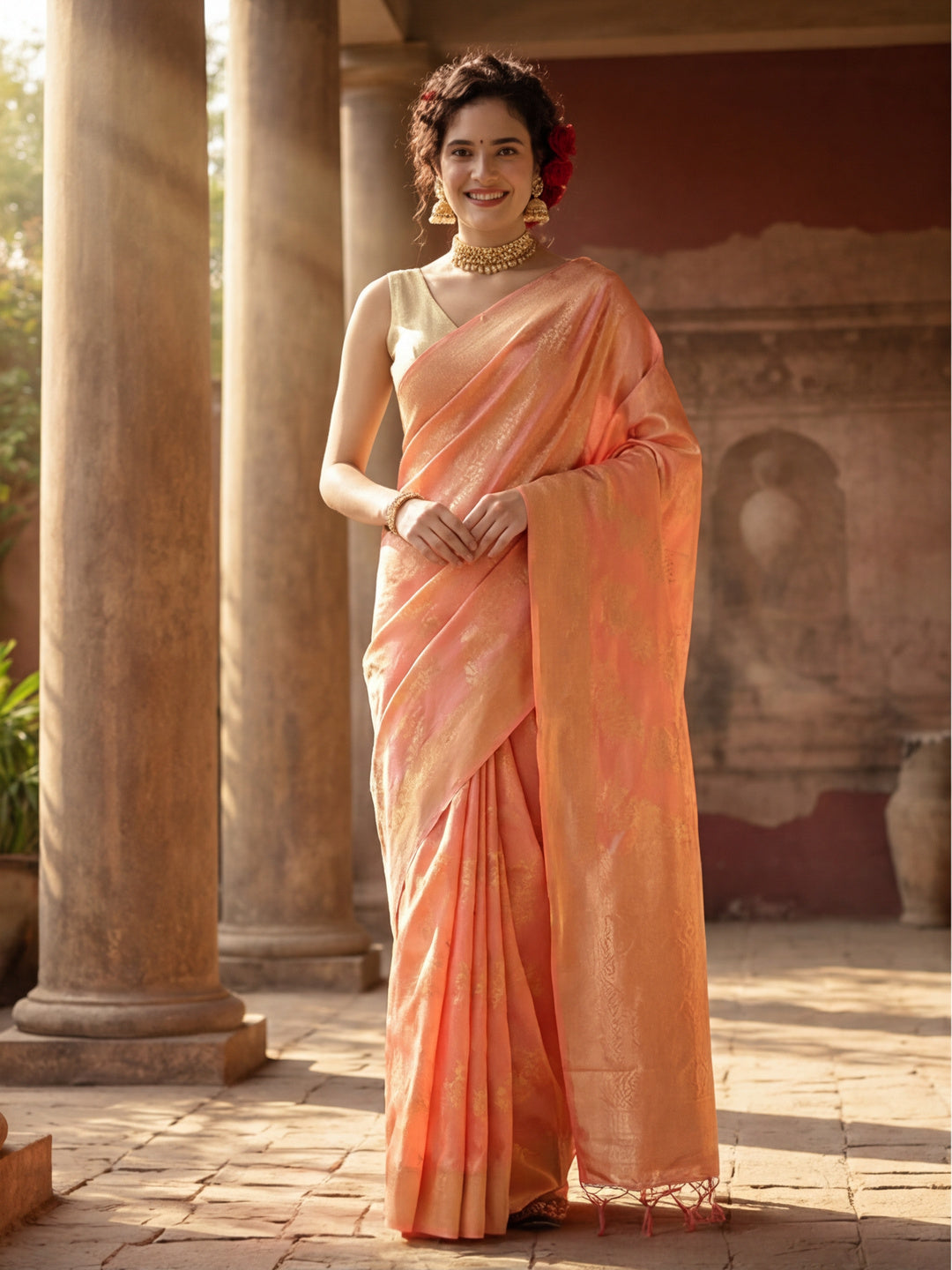 Heavy Banarasi Zari Woven Silk Blend Saree