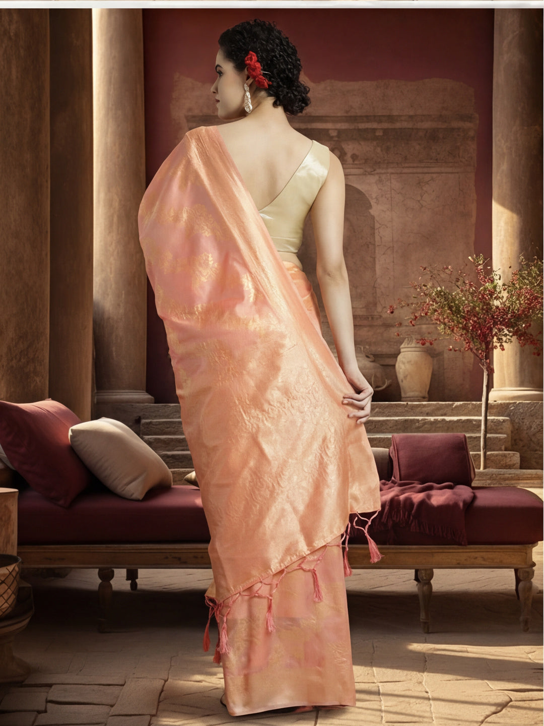 Heavy Banarasi Zari Woven Silk Blend Saree