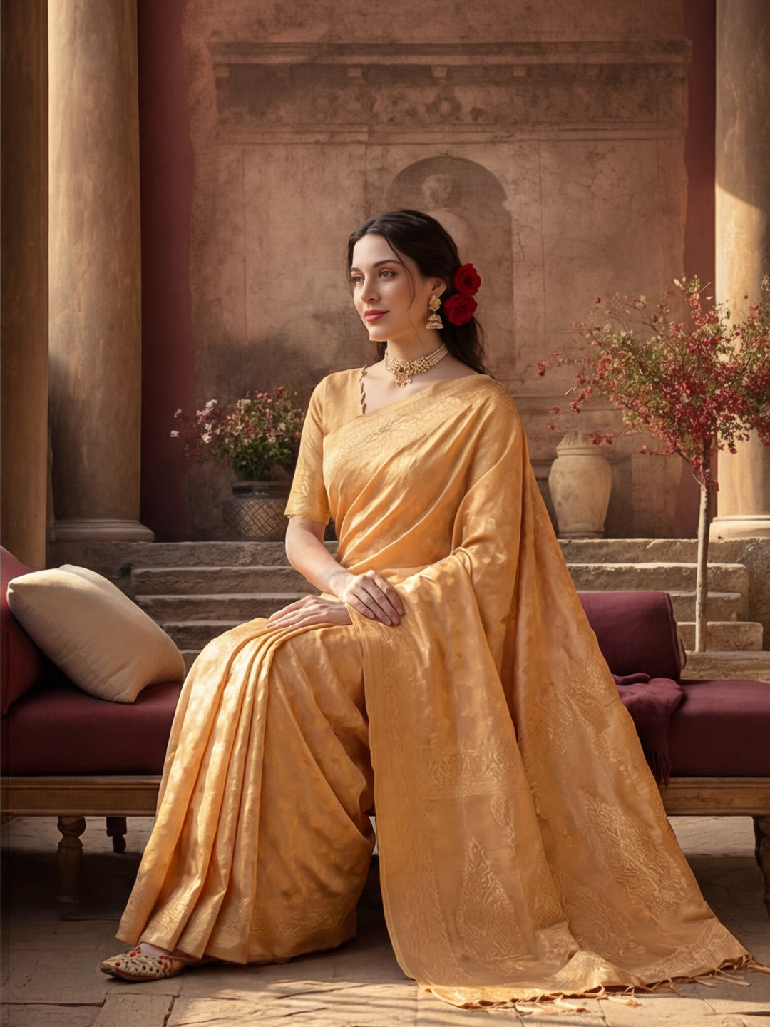 Heavy Banarasi Zari Woven Silk Blend Saree