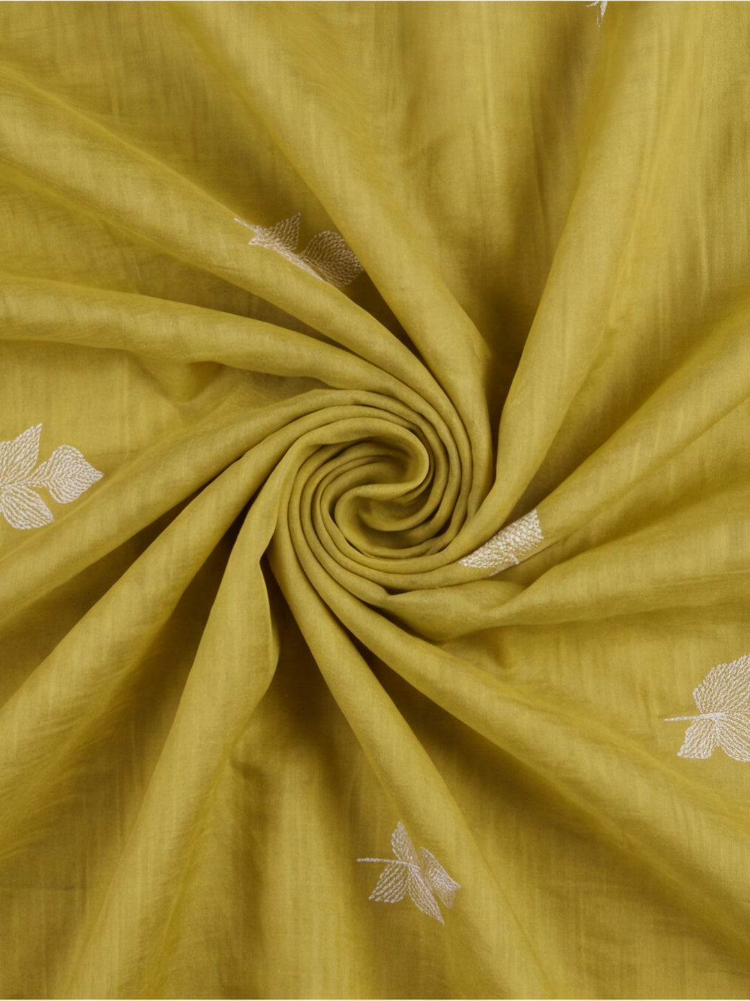 Women Lime Green Floral Woven Design Saree with Tassel Detail Pallu