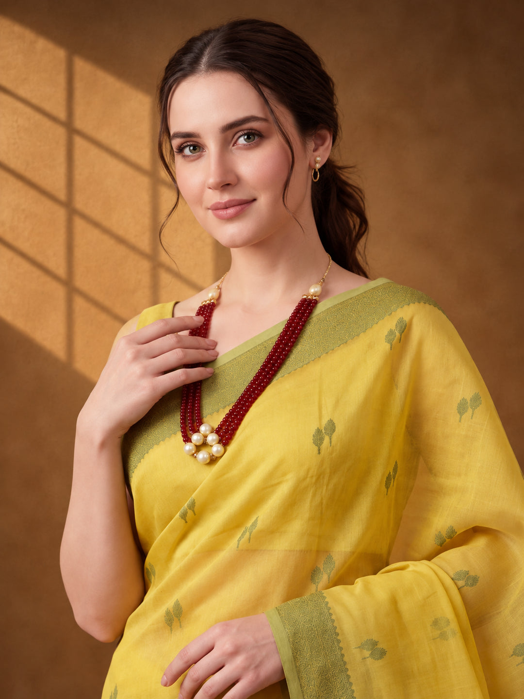 Women Lime Yellow Woven Saree with Zari Butti Work and Rich Tassel Pallu