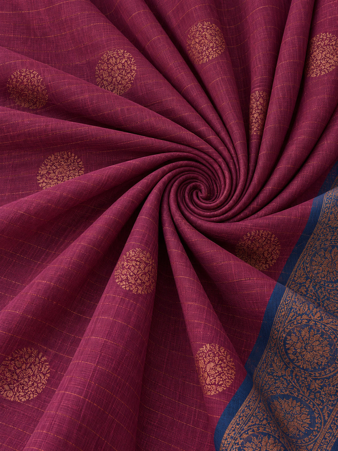 Women Wine Banarasi Silk Blend Saree with Zari Butti Woven Pallu and Tassels