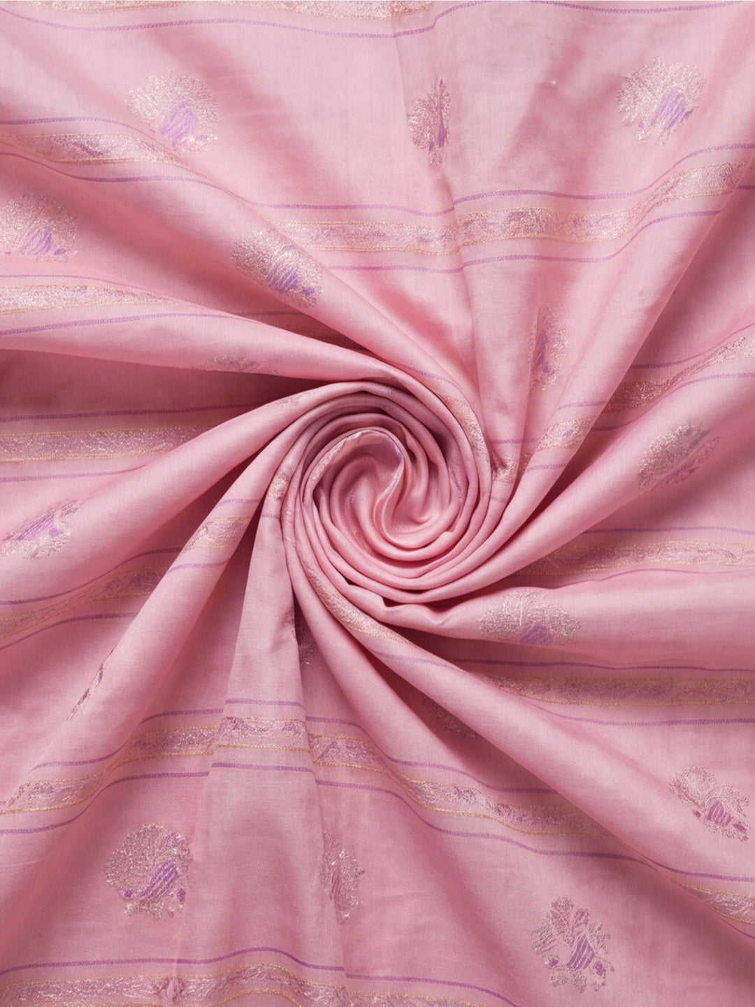 Women Pink Banarasi Silk Blend Saree with Silver Zari Butti Woven Pallu