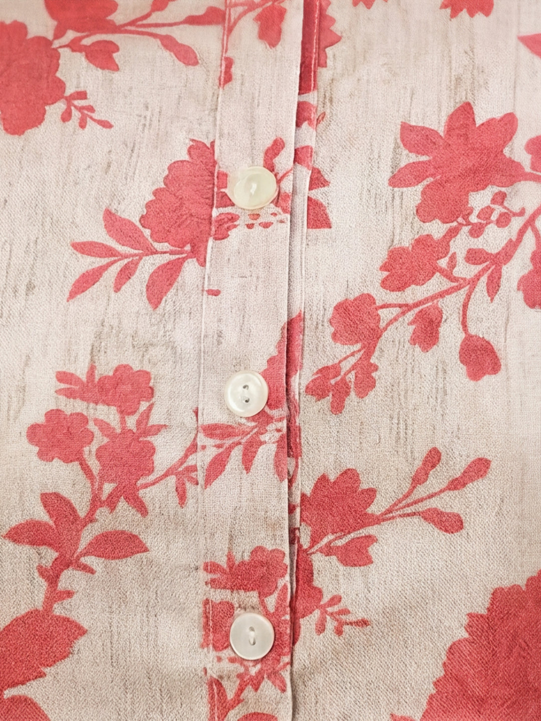 Floral Beige Collared Kurta