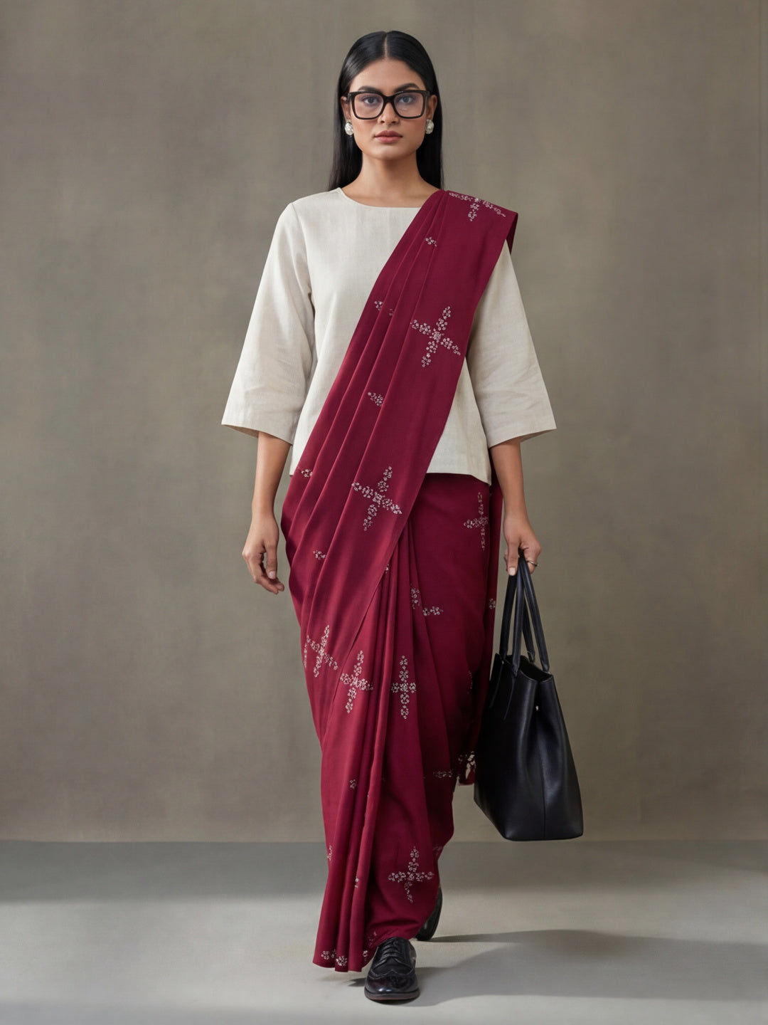 Floral Muslin Cotton Saree with Unstiched Blouse