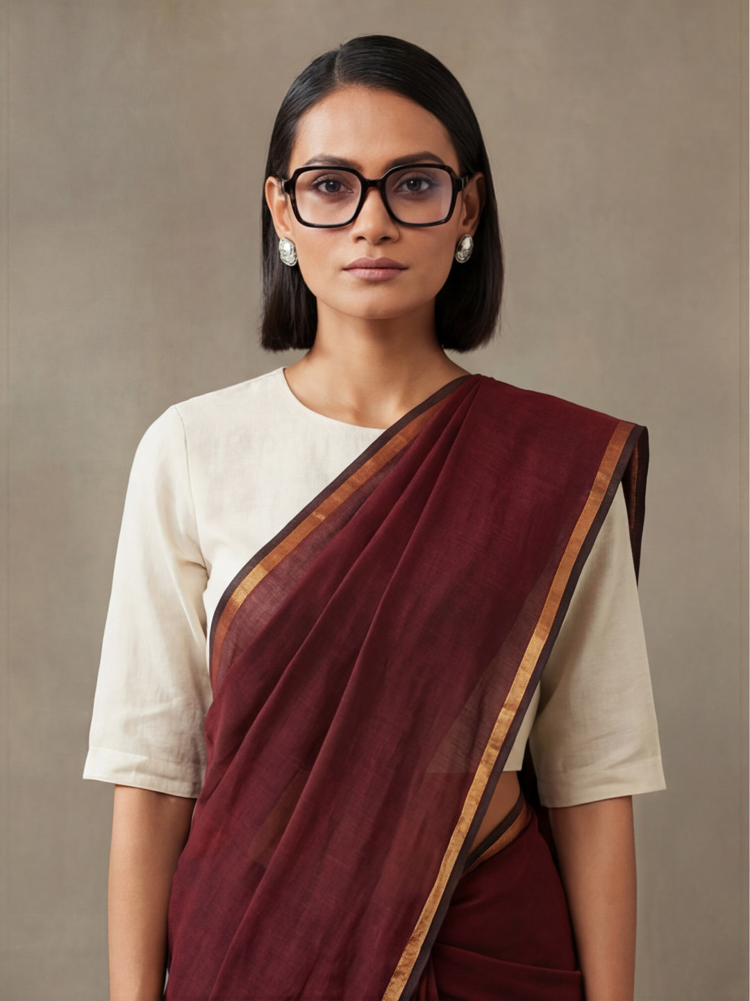 Solid Pure Cotton Saree with Unstiched Blouse